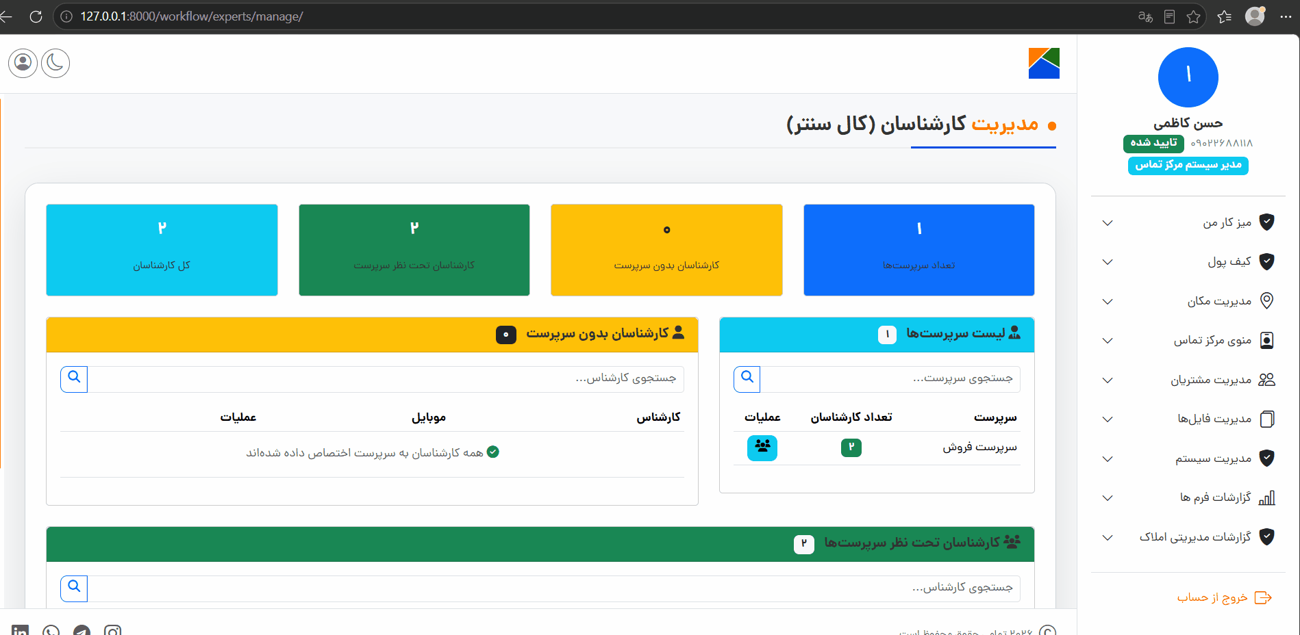 منوی مرکز تماس — قلب تپنده عملیات پارمی